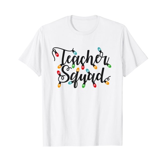 Teacher Squad Christmas Funny Teacher Light Xmas Pajama T-Shirt