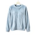 thumbnail image 2 of Plush Ribbed Fleece Sweatshirts for Women Crewneck Long Sleeve Loose Fit Fall Winter Warm Casual Loungewear S-XXL, 2 of 5