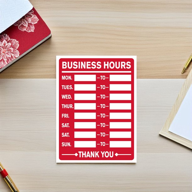 unbranded 5Ud Pegatinas De Horario Rojas Impermeables Para Puerta De Cristal Con Escritura Manual