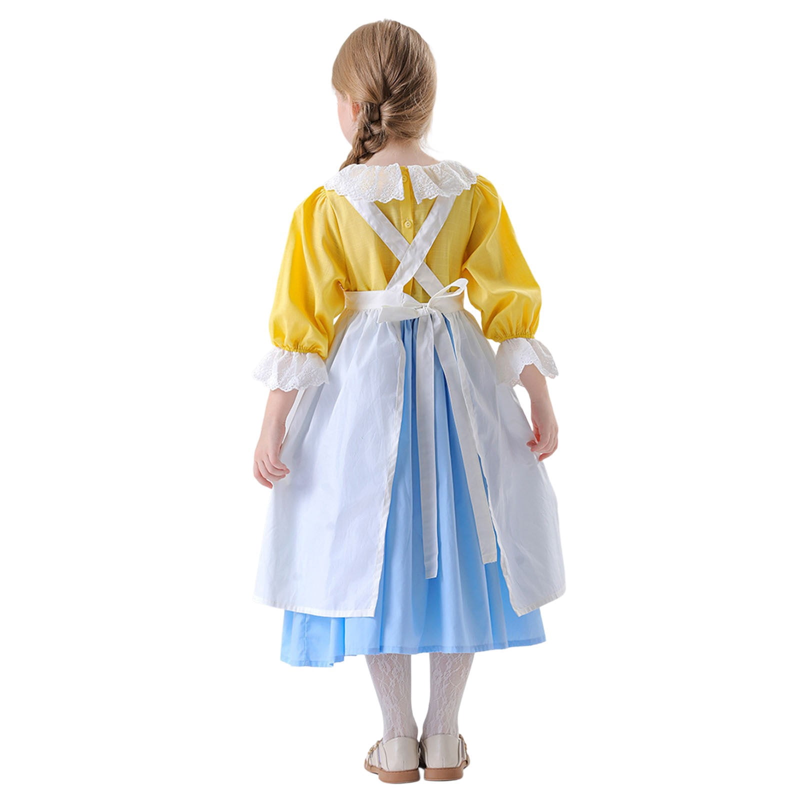 Wdgfv Girls Dresses 2 Piece Set Apron Outfit Casual Party Country Style Festival Theme Soft Comfortable Loose Fit for Kids Spring Summer Fall Winter White 6-7 Years