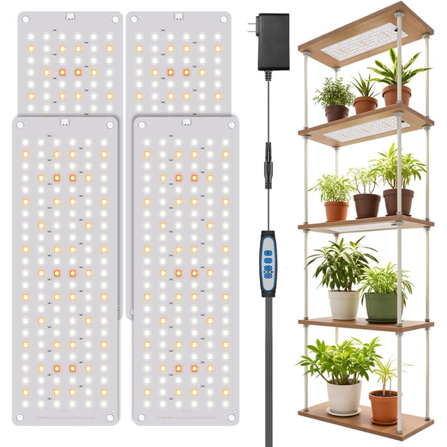 Grow Light K Full Spectrum Plant Lights for Indoor Growing with Auto Timer Dimmable Levels & Color Modes LEDs Grow Lamp Panel for Seed Starting Veg and Bloom(Pan