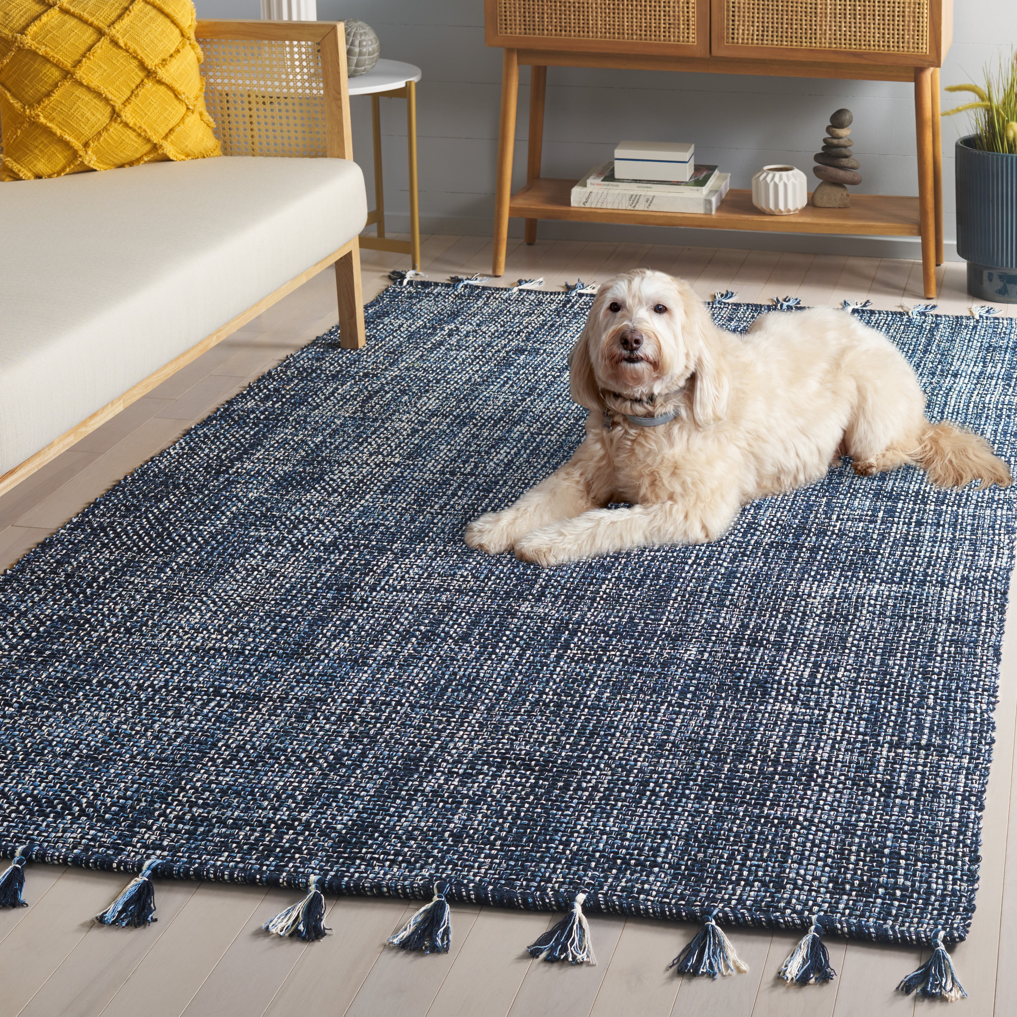 SAFAVIEH Montauk Ombre Solid Area Rug, Navy, 6' x 9'