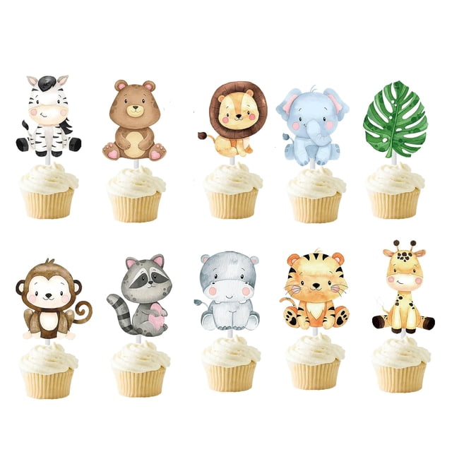 Topers para cupcakes DazzleDaisy de animales de la selva, 24 unidades