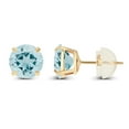 thumbnail image 2 of Decadence 14K Yellow Gold Plated Sterling Silver 6mm Round Natural Aquamarine March Birthstone Prong Set Stud Earrings For Women and Girls, 2 of 5
