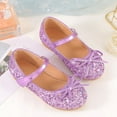 thumbnail image 4 of Dpytoraw Children's Girls Wedding Shoes Flower Child Shoes Sequins Fine Glitter Bow Girl Princess Shoes Size 10-10.5 Years, 4 of 5