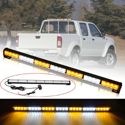 31" 28 LED Amber White Emergency Hazard Warning Strobe Traffic Advisor Light Bar