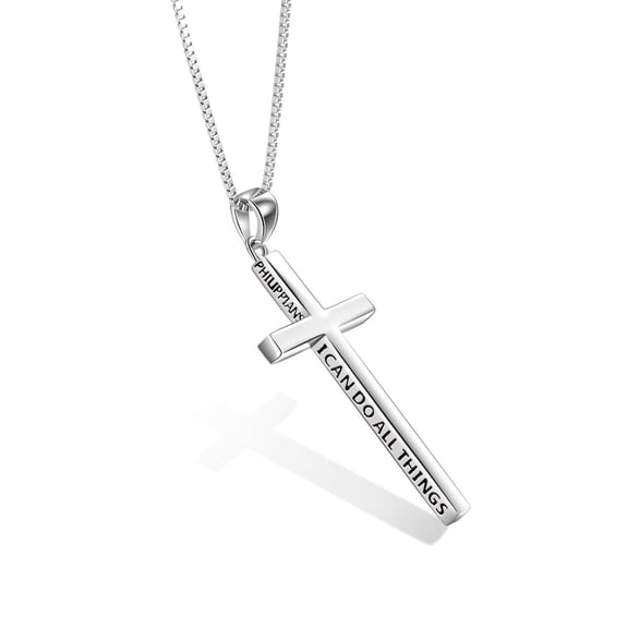 Cross Necklace 925 Sterling Silver Philippians 4:13 I Can Do All The Things Inspirational Necklace Gifts for Women Men 20 2''