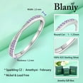 thumbnail image 6 of Blaniy Stackable Wedding Band 925 Sterling Silver Amethyst Promise Rings Engagement Anniversary Eternity Ring February Birthstone Jewelry Gifts for Women Size 5, 6 of 6