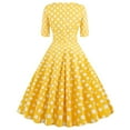 thumbnail image 7 of Homenesgenics Summer Dresses for Women under $10 Women's Retro Court Style Mid Length Dress Cocktail Dress Yellow M, 7 of 7