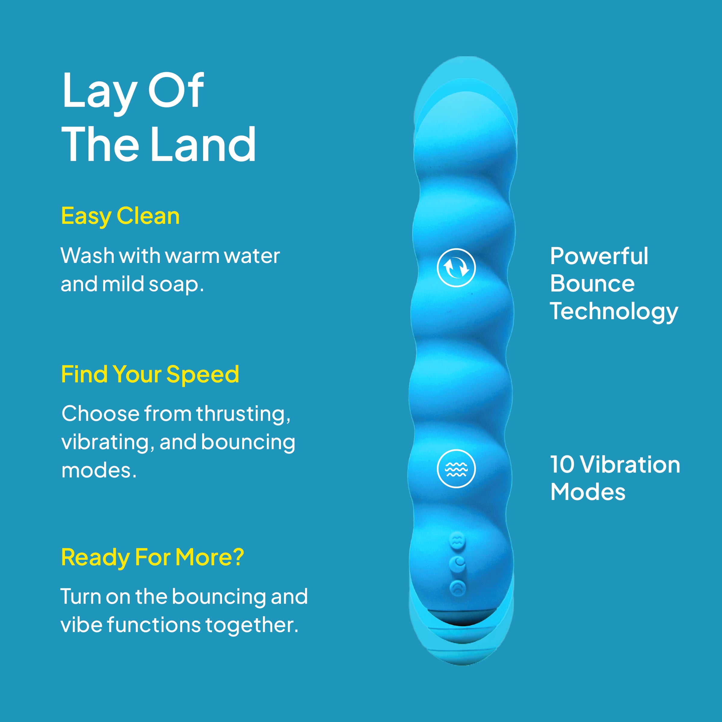 Hello Cake Bounce Vibe Vibrator for Women, Waterproof & Rechargeable Internal Toy with 16 Modes, Blue