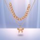 thumbnail image 5 of Collar cubano jinwen de mariposa grande punk para mujer oro, 5 of 7
