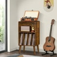 thumbnail image 3 of Large Record Player Stand, Mid Century Turntable Table with Record Storage Holds up to 160 Albums, Vinyl Record Storage Cabinet Table with Solid Wood Legs for Living Room, 3 of 8