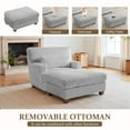 thumbnail image 3 of DREAMSIDEA Oversized Accent Chair with Ottoman for Living Room, Faux Fur Accent Armchair Single Reading Chair Set with Pillow, Indoor Chaise Lounge Sofa Bed, Light Gray, 3 of 6