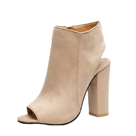 Nmnitkp Sandals for Women 2024 Comfortable and Breathable Women s Peep Toe High Heels 4 Inch Stiletto Suede Summer Open Toe Booties Sandals Dress Party Open Heel Shoes