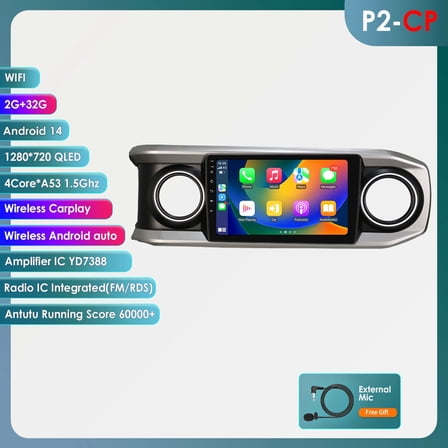 Ossuret Apple CarPlay Android 13 Bluetooth 2 32GB Wifi AUX 10.1" Touch Screen Car Stereo Radio Head Unit Multimedia GPS Navigation Player For Toyota Tacoma 2016 2017 2018 2019 2020 2021 2022