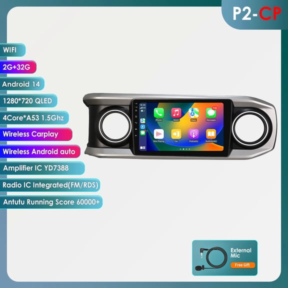 Ossuret Apple CarPlay Android 13 Bluetooth 2 32GB Wifi AUX 10.1" Touch Screen Car Stereo Radio Head Unit Multimedia GPS Navigation Player For Toyota Tacoma 2016 2017 2018 2019 2020 2021 2022