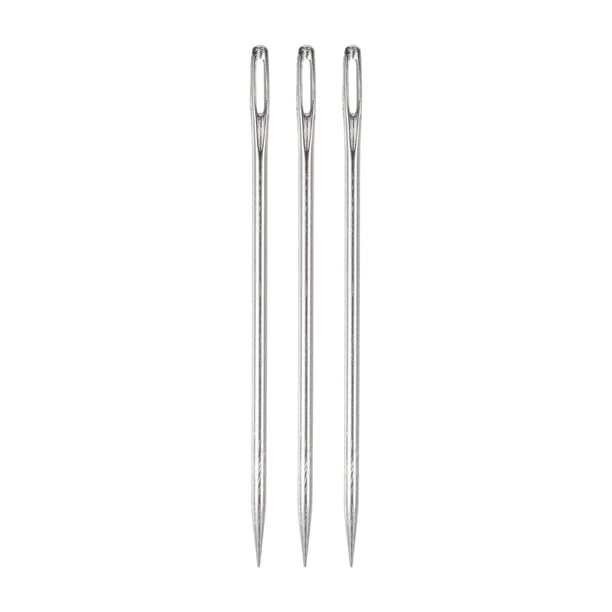 Uxcell 3PCS Aguja de tapicería Ojo grande Extra larga 4in Agujas de coser Agujas rectas Fáciles de enhebrar