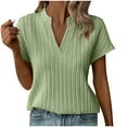 thumbnail image 2 of LADIGASU Women's V-neck Short-sleeved Loose Shirt Top, 2 of 5
