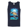 thumbnail image 2 of Swimming Sea Turtle Animal Lover Mens Graphic Tank Top, Navy, 2XL, 2 of 3
