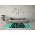thumbnail image 3 of Ahgly Company Indoor Round Abstract Turquoise Blue Modern Area Rugs, 7' Round, 3 of 4