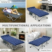 MOPHOTO XL Heavy Duty Folding Camping Cot, 75 Portable Folding Bed for Adults, Rollaway Bed Sleeping Cot with Pearl Mattress, Outdoor Camping Cot