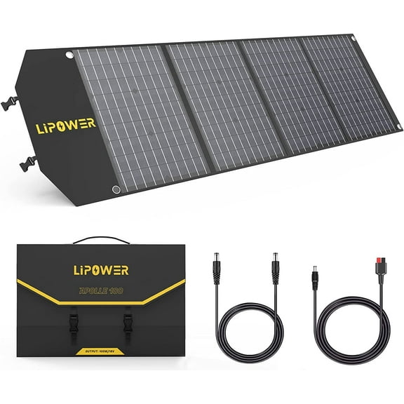 100W Portable Solar Panel, 18V Foldable Solar Charger for Jackery/Anker/FlashFish/Bluetti/Goal Zero/Rockpals Power Station and with USB, Type-C PD Output