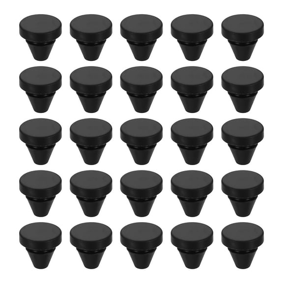 25 Pack Snug Plugs, Rubber Hole Plugs Round Soft Flexible Stopper Fit 6mm (0.24 Inch) Hole Dia., Waterproof Silicone Plug, Black