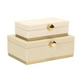 thumbnail image 2 of Contemporary Home Living Rectangular Handcrafted Rattan Storage Boxes - 12" - White and Gold - Set, 2 of 9