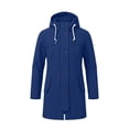 thumbnail image 3 of CFLVAEK Long Rain Jacket for Women Waterproof Lightweight Hooded Raincoat Plus Size Outdoor Hiking Travel Trench Coat with Pockets Blue L, 3 of 6