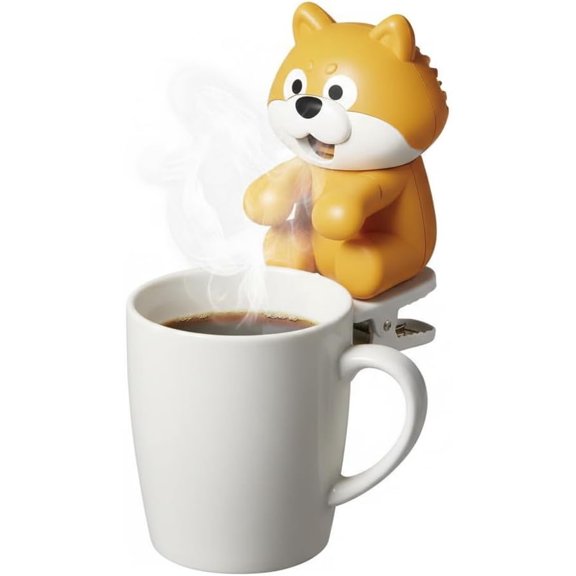 Clip-On Mini Fan for Cup & Bowl, Cute Animal Shaped Personal Fan for Cooling Coffee, Baby Food & Drinks, Portable Desk & Kitchen Fan (Yellow-Orange, 3.35”) P