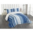 thumbnail image 3 of Ambesonne Harbour Stripe Quilted Bedspread Set 3 Pcs, Retro Shades, King Size, Navy Blue White, 3 of 5