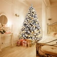 thumbnail image 2 of Gymax 7.5ft Snow Flocked Hinged Artificial Christmas Tree Unlit Holiday Decor, 2 of 7