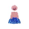 thumbnail image 2 of Small Dog Dress, Red White and Blue decorations, 12 in Length, Pet Dog Supplies, independence Day Celebration, Star Print, Matching Straw Hat, 2 Pc, 2 of 4