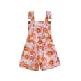 thumbnail image 2 of Aojekbee Little Girl Sleeveless Overalls Shorts Daisy/Sunflower Butterfly Print Pocket Front Suspender Jumpsuit for Summer, 2 of 10