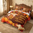 thumbnail image 3 of Erosebridal Fall Harvest Twin Quilt Set 2 Pieces,Autumn Pumpkin Twin Coverlet Set,Coffee,1 Bedspread and 1 Pillowcase, 3 of 7