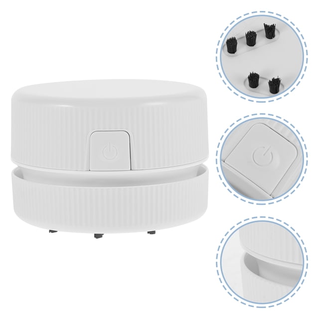 SOPOTUTU Compact White Desktop Vacuum Cleaner Portable Cordless Dust Collector for Office and Home