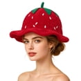 thumbnail image 5 of OOOUM Plush Funny Hat For Adults Fruits Shape Scalloped Brim Party Hat Holiday Gathering Festive Plush Hat Red, 5 of 6