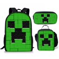 thumbnail image 1 of 3pcs juego de cubo mundo impreso estudiante mochilas escolares para niños conjunto de tres piezas caja de papelería bolsa de comida mochila de dibujos animados de gran capacidad bolsa de almuerzo caja, 1 of 4