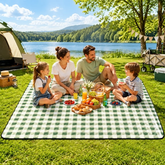 BUSATIA Picnic Blanket,Outdoor Extra Large Picnic Mat 80"X80",Waterproof Foldable Compact Beach Blanket,Camping Accessories for Park, Grass, Travel, Hiking, Camping