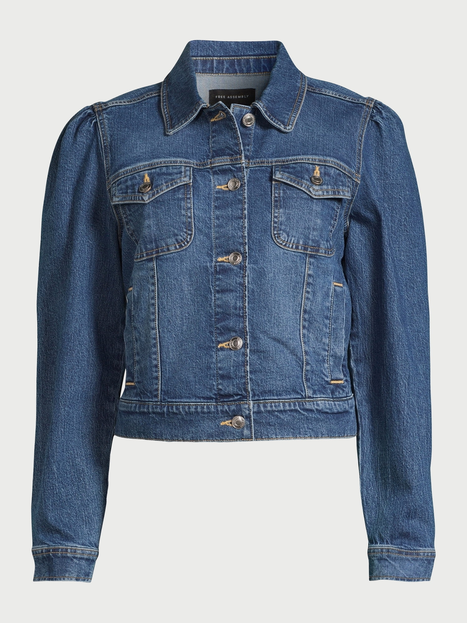 Free Assembly Women's Puff Sleeve Denim Jacket, Sizes XS-XXL