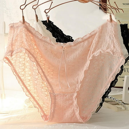 Best Deal: Cotton Panties  Ropa Interior de Mujer  Women s Plus Size Solid Color Sexy Lace Underwear SOPATENOR Pink 3XL