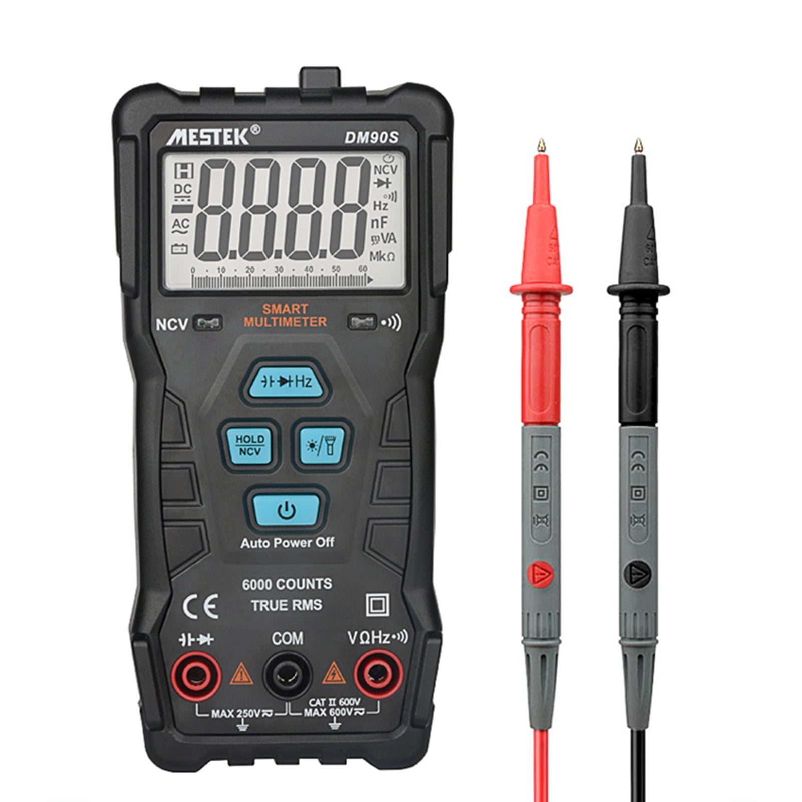 Mestek Dm90s High Speed Intelligent Handheld Digital Multimeter Ncv True Rms Smart Universal Meter Tester 6000 Counts Vo Walmart Com