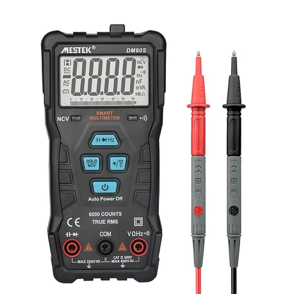 MESTEK MESTEK DM90S Smart Auto-Ranging Multimeter with Backlight, True RMS, NCV Detection, and Overload Protection for Electricians and Home Use (Battery Not Included)