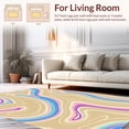 thumbnail image 2 of ODIKA 8'x10' Machine Washable Non-Slip Area Rug, Modern Tan Stripe Wave Accent High Traffic Rug, Beige, 391703, 2 of 7