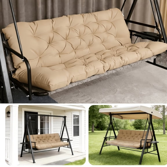 Waterproof Swing Seat Cushion, 2-3 Seater Washable Outdoor Porch Bench Replacement Pad, 39.37×39.37×3.94 Inch