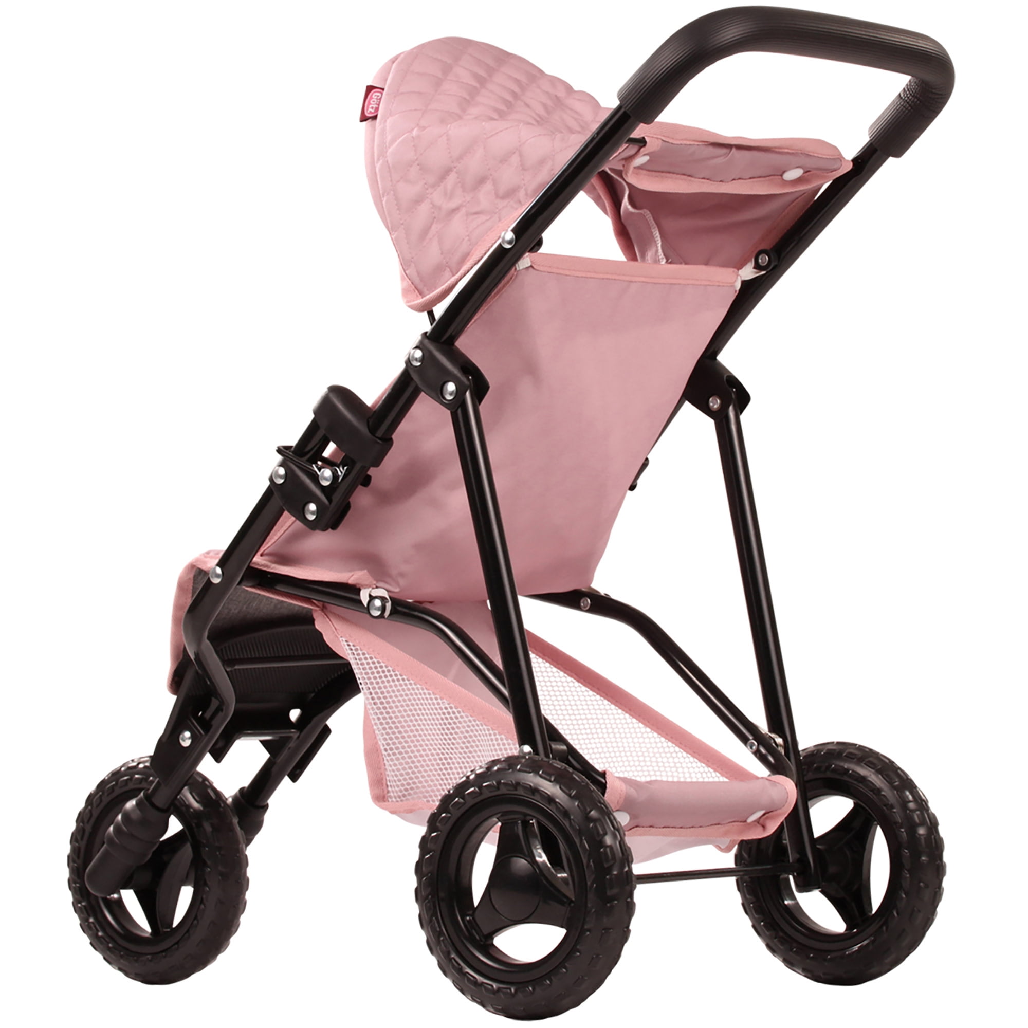 Gotz: 3‑Wheel Doll Buggy - Soft Mood - Pink Rose & Grey, Foldable Toy Stroller, Push Jogger, Adjustable Sunshade, Storage, Dolls Up to 19.5", Kids 3+