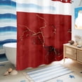 thumbnail image 5 of No Hook Shower Curtain with Built-in Rings - Red WatercolorTextured Washable Waterproof Fabric Bathroom Curtains for Hotel,Rentals, 66 X 72 Inch Long , Abstract Gold Fluid Line Minimalist, 5 of 9