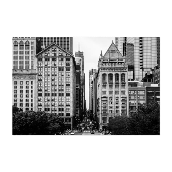 Monroe Street B&W - Chicago Illinois Photography Unframed Wall Art Print 5 x 7 inches