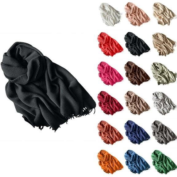 UTSJKR Winter Scarf for Women Men Cold Weather Soft Warm Shawls Scarves Solid Color Casual Trendy Scarves with Tassels Black