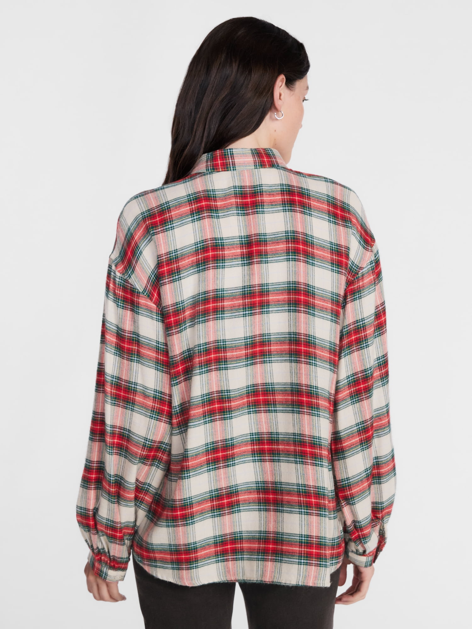 Scenario Women's Flannel Shirt with Long Sleeves, Sizes XS-XXXL